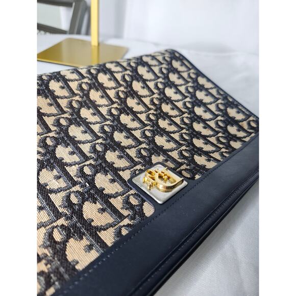 Christian Dior Trotter Canvas Shoulder Bag Navy Blue, Made in France - Picture 7 of 14